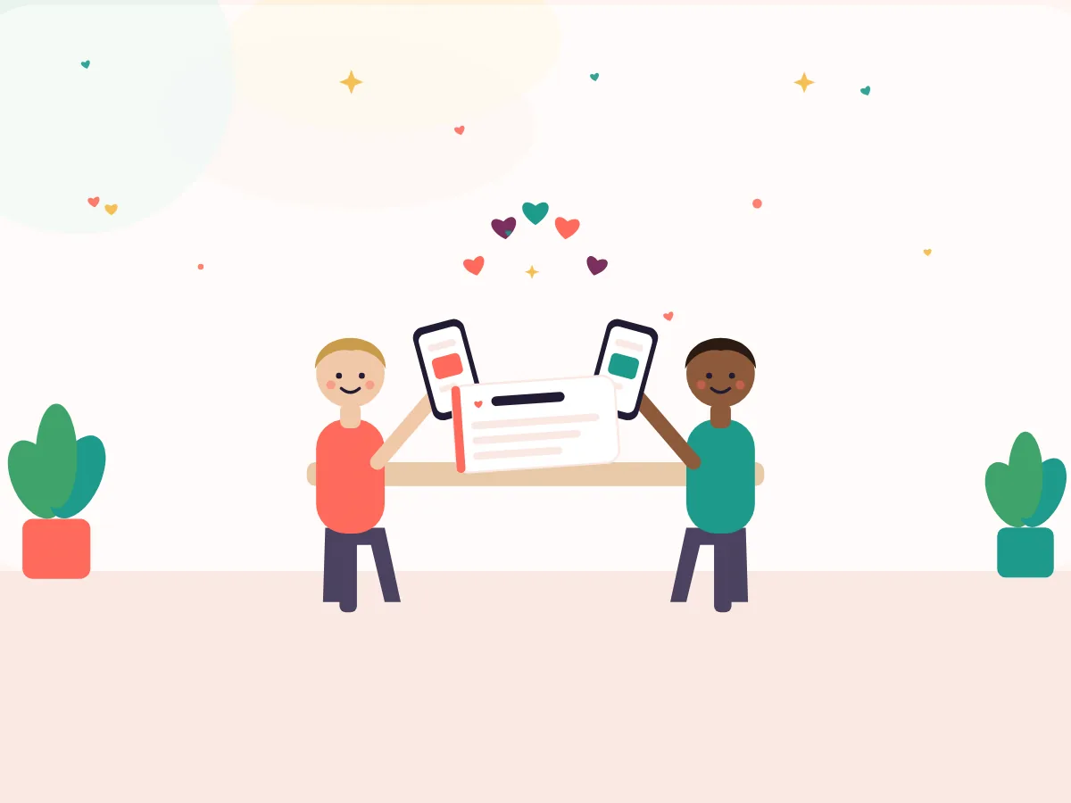Twee partners met ieder een eigen telefoon, verbonden door één spel