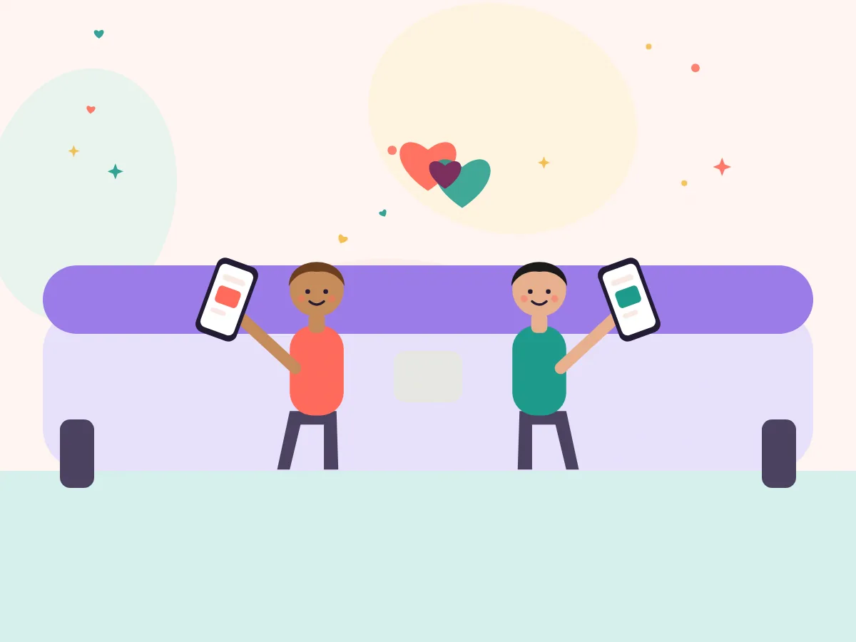 Twee partners met ieder een eigen telefoon en één gedeeld spel